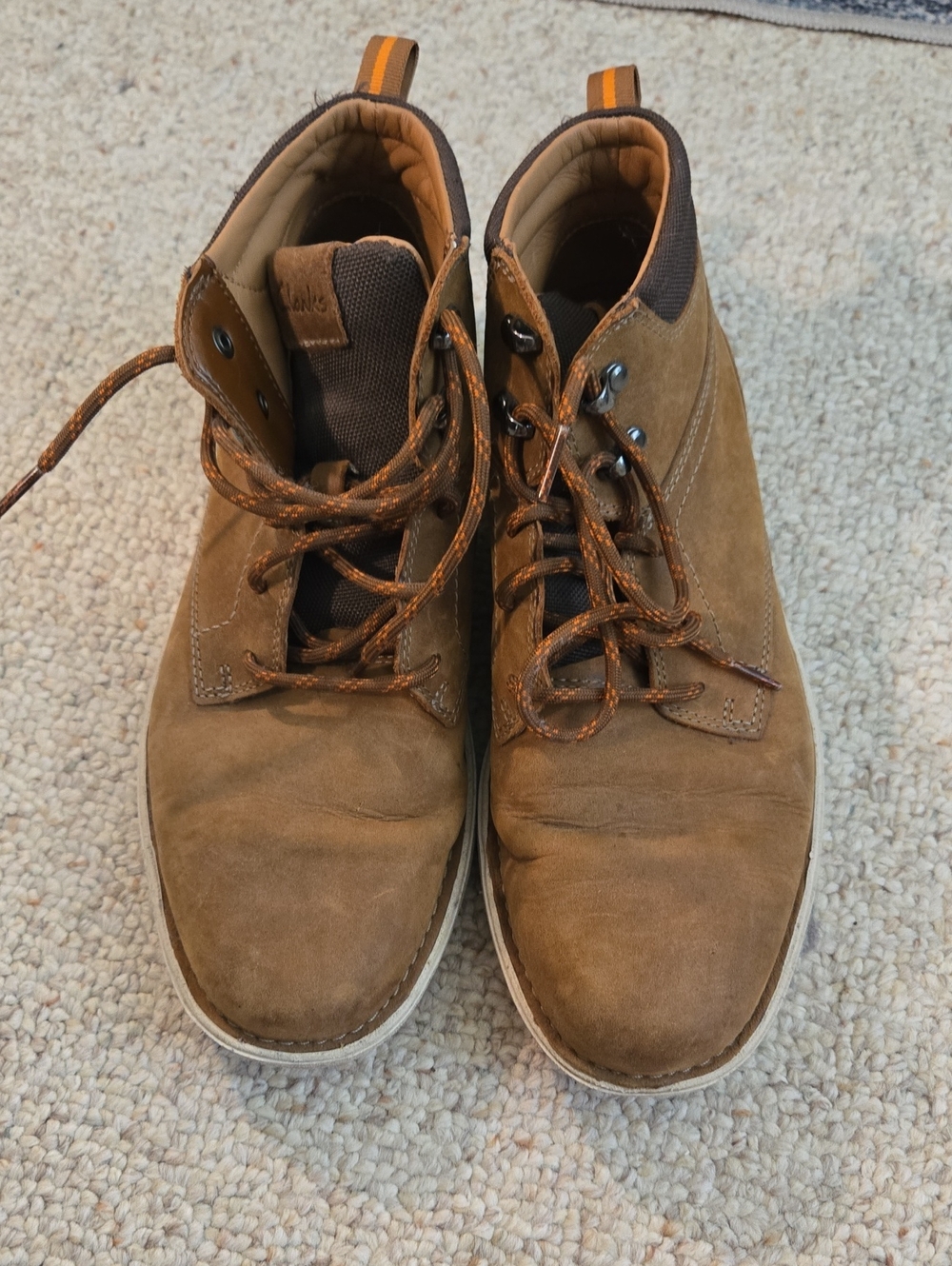 Clarks Brown Suede Chukka Boots with Contrast Collar